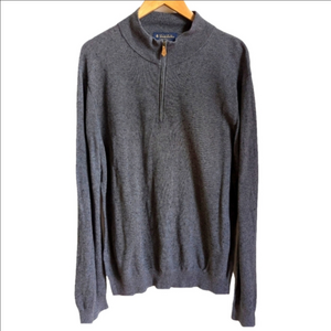 BROOKS BROTHERS Grey Cotton Long Sleeves Minimalist Half Zip Sweatshirt Size XXL